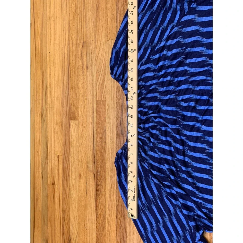 Michael Michael Kors Women's Blue Ikat Stripe Viscose Scoop Neck Blouse XL